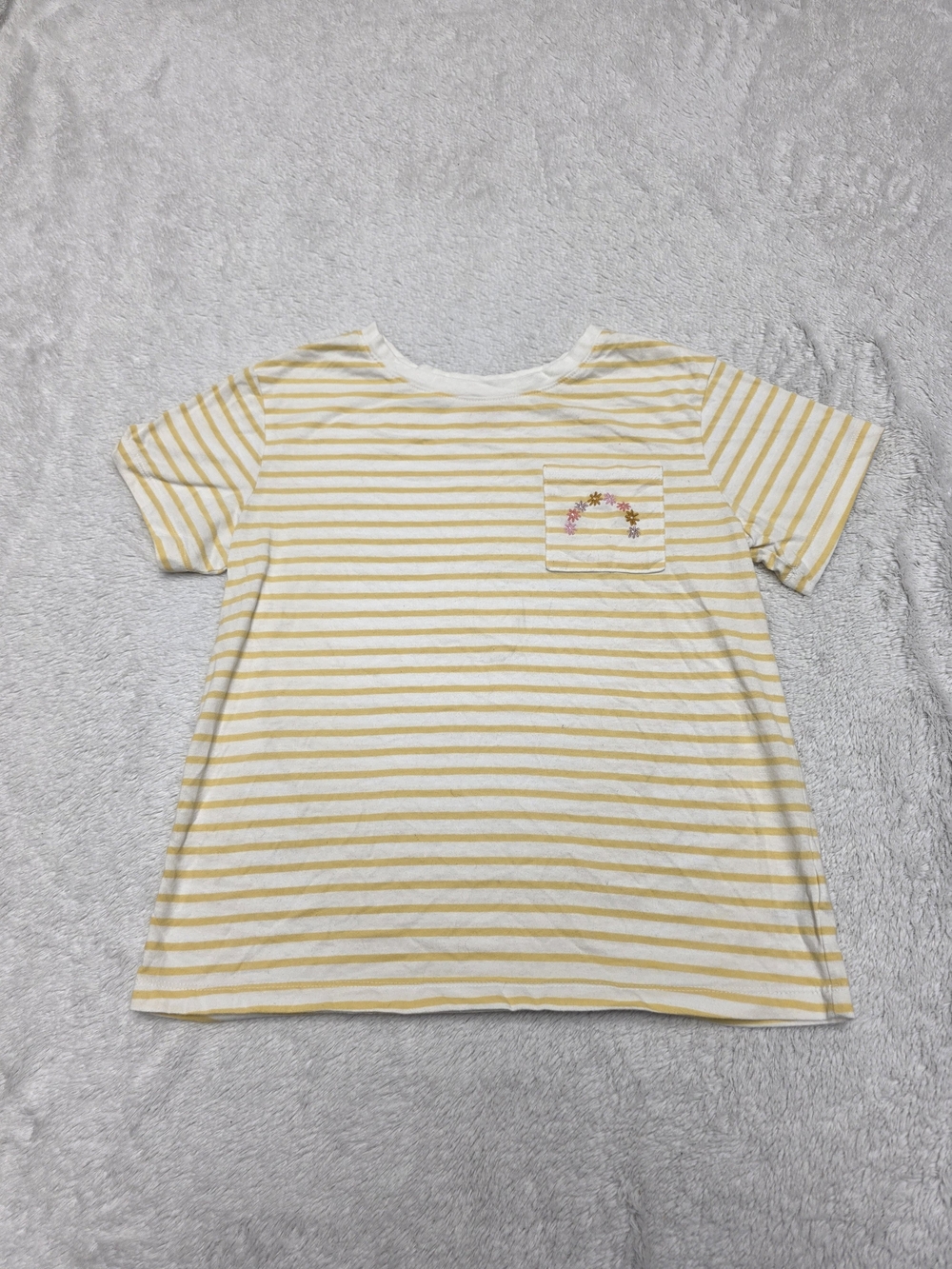 Cat & Jack Yellow and White Striped Pocket Tee